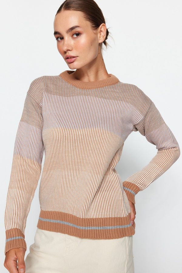 Trendyol Trendyol Camel Color Block Knitwear Sweater