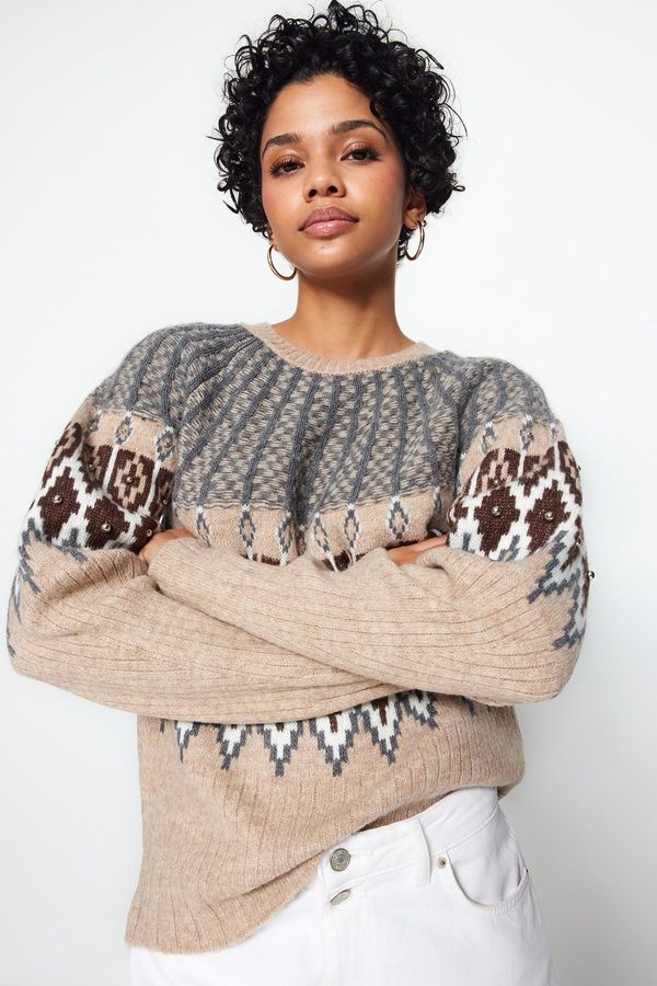Trendyol Trendyol Camel Oversized Knitwear Sweater