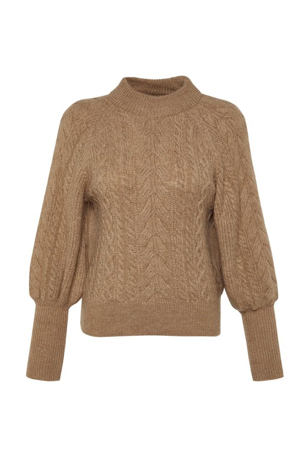 Trendyol Trendyol Camel Soft Texture Hair Braided Knitwear Sweater