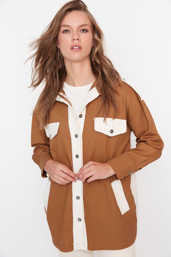 Trendyol Trendyol Camel Woven Shirt with Two Pockets