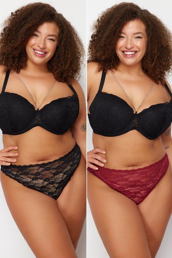 Trendyol Trendyol Curve 2-Pack Black-Burgundy Lace Panties