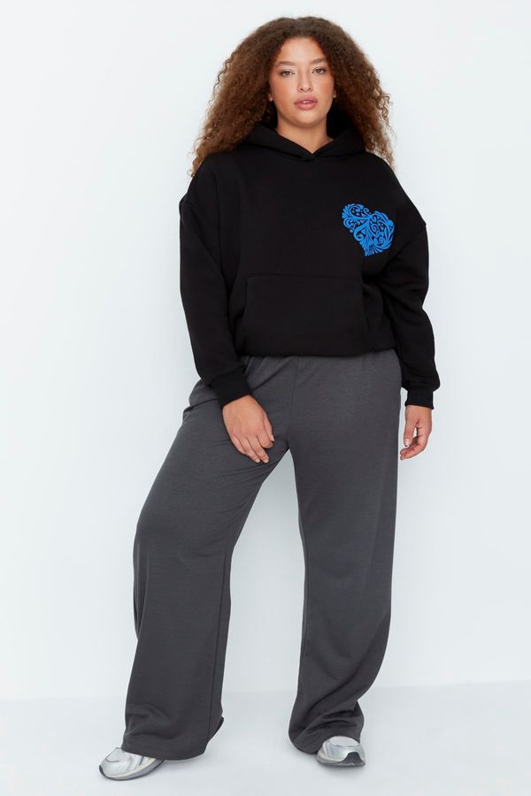 Trendyol Trendyol Curve Anthracite Wide Cut Thin Knitted Sweatpants