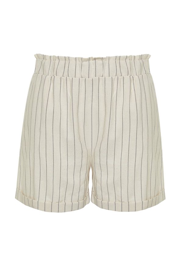 Trendyol Trendyol Curve Beige Striped Linen Look Shorts & Bermuda