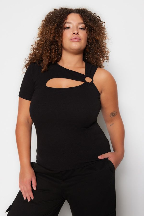Trendyol Trendyol Curve Black Cut-Out Detailed Knitted Blouse