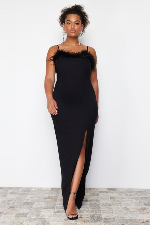 Trendyol Trendyol Curve Black Finike Woven Plus Size Dress