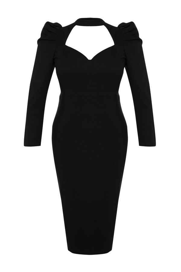 Trendyol Trendyol Curve Black Fitted Woven Elegant Evening Dress