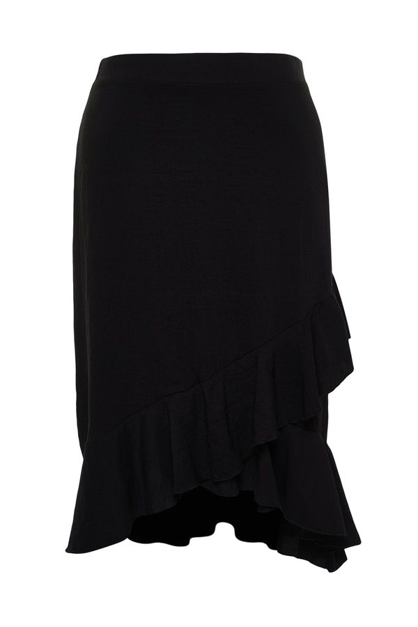Trendyol Trendyol Curve Black Midi Woven Skirt