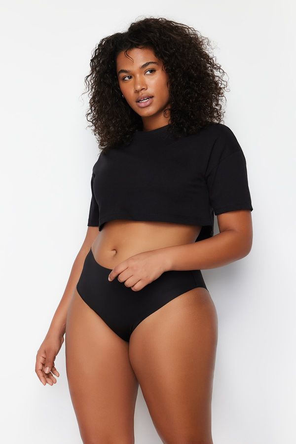 Trendyol Trendyol Curve Black Non-marking Non-Slip Back Flexible High Waist Plus Size Panties