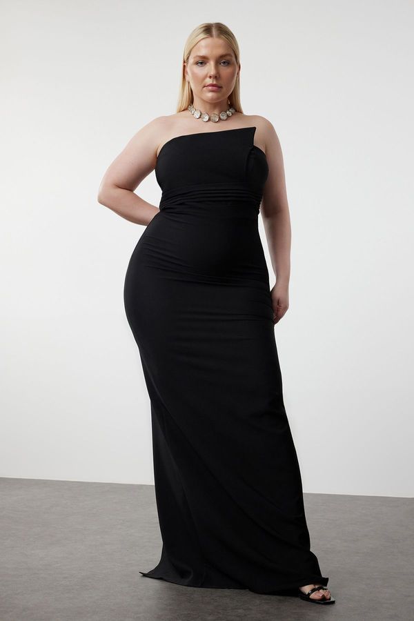 Trendyol Trendyol Curve Black One-Shoulder Asymmetrical Long Evening Dress/Night/Graduation/Engagement Dress