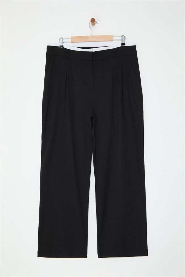 Trendyol Trendyol Curve Black Plus Size Woven Trousers