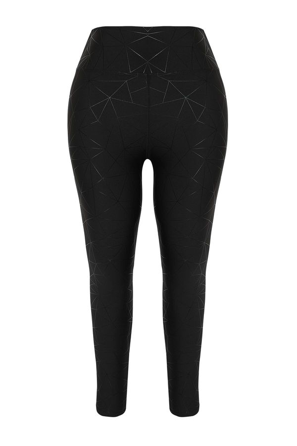 Trendyol Trendyol Curve Black Printed Knitted Plus Size Leggings
