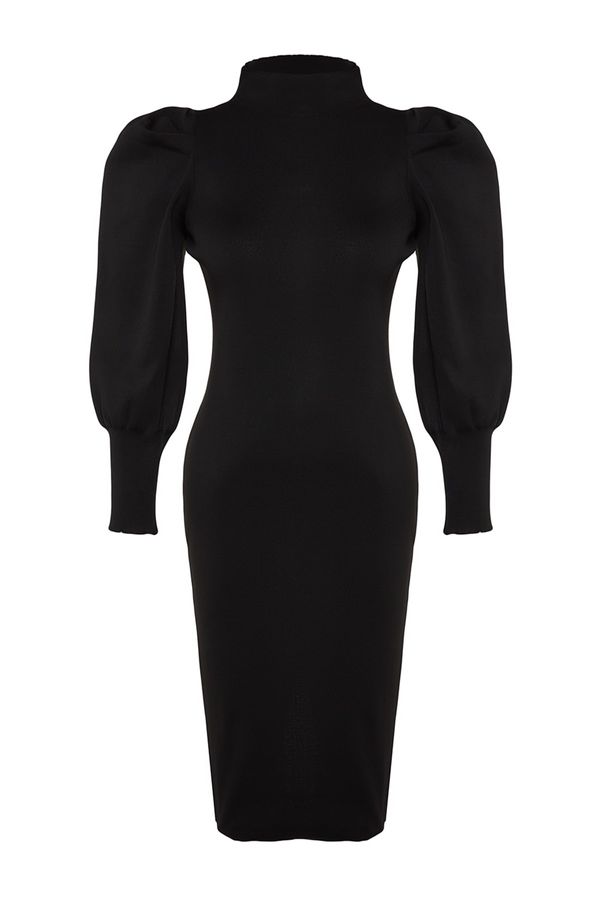 Trendyol Trendyol Curve Black Sleeve Detailed Knitwear Dress