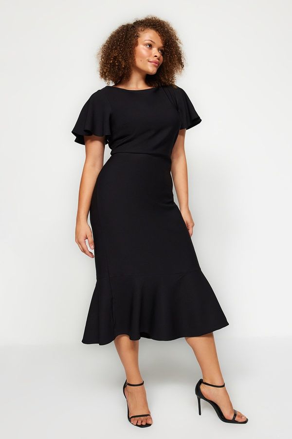 Trendyol Trendyol Curve Black Woven Dress with Ruffles on the sleeves