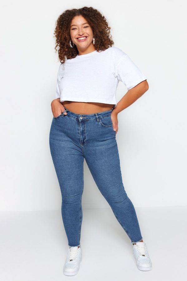 Trendyol Trendyol Curve Blue Rise Waist Pocket Detailed Flexible Skinny Jeans