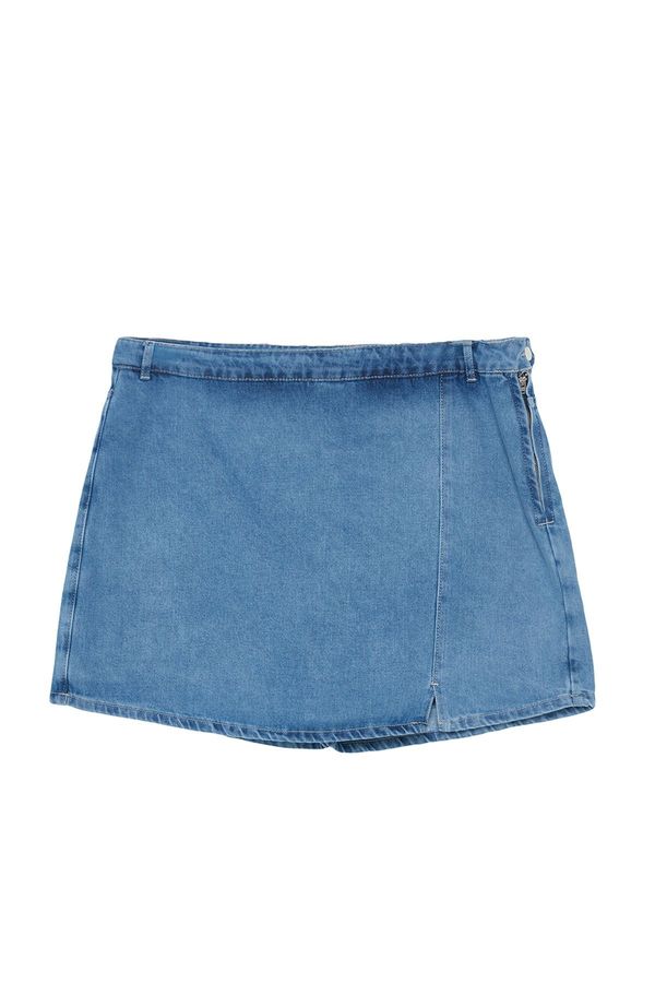 Trendyol Trendyol Curve Blue Slit Denim Shorts Skirt