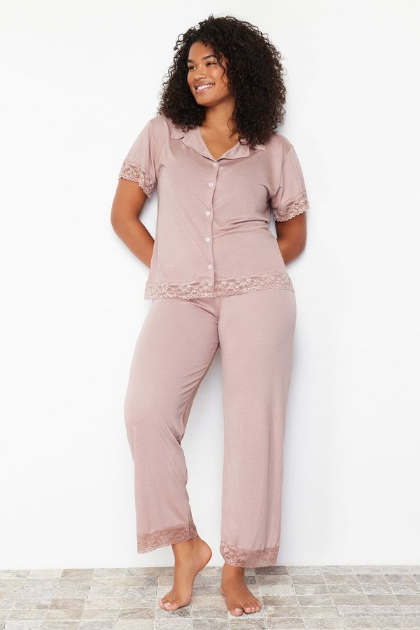 Trendyol Trendyol Curve Dusty Rose Lace Knitted Pajama Set