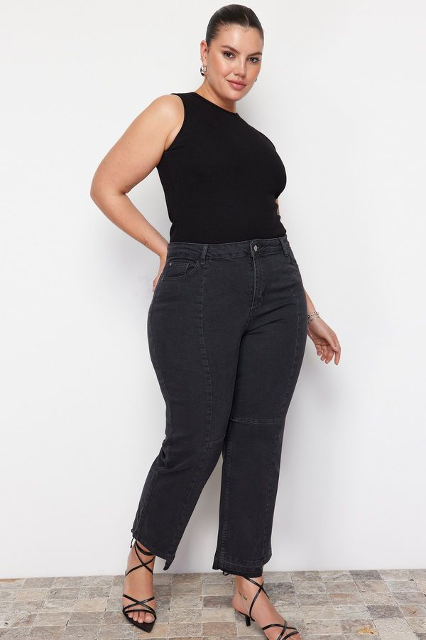 Trendyol Trendyol Curve Gray High Waist Straight Fit Jeans