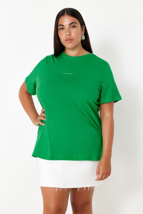 Trendyol Trendyol Curve Green Crew Neck Knitted T-Shirt