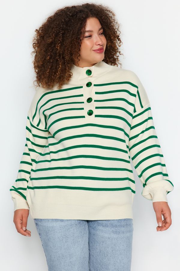 Trendyol Trendyol Curve Green Striped Knitwear Sweater