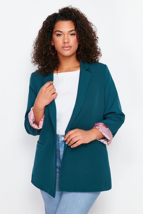 Trendyol Trendyol Curve Green Woven Plus Size Jacket