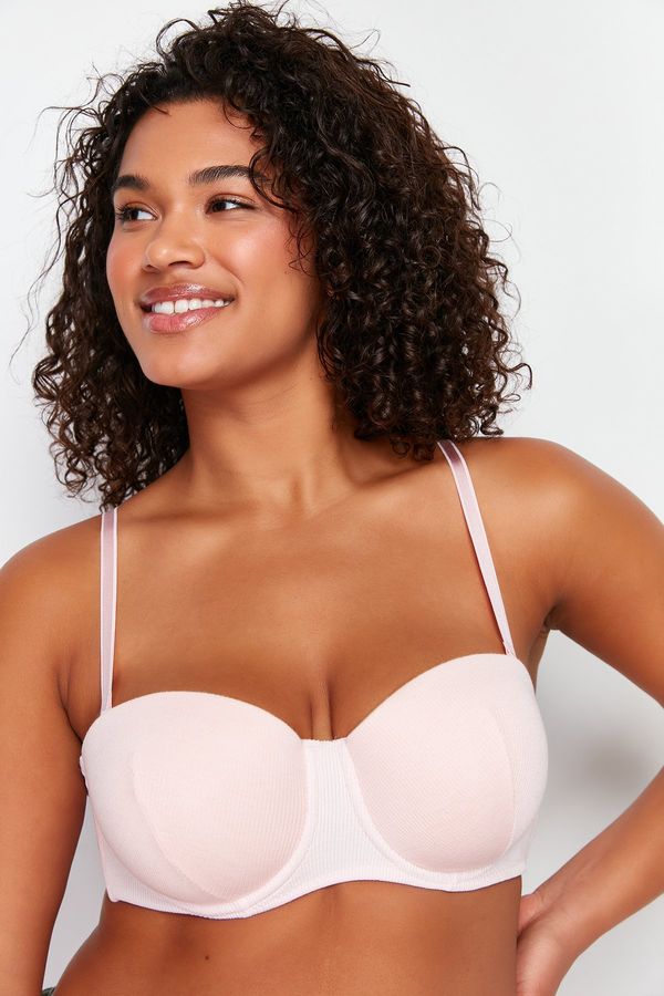 Trendyol Trendyol Curve Light Pink Ribbed Strapless Bra