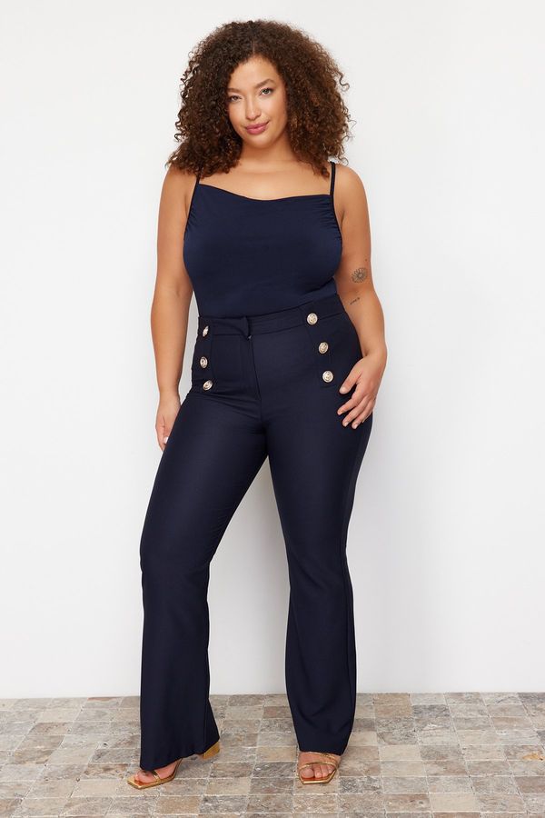 Trendyol Trendyol Curve Navy Blue Flare Woven Recovery Trousers