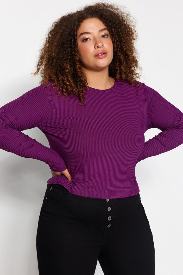 Trendyol Trendyol Curve Plum Bodycone Corded Knitted Blouse