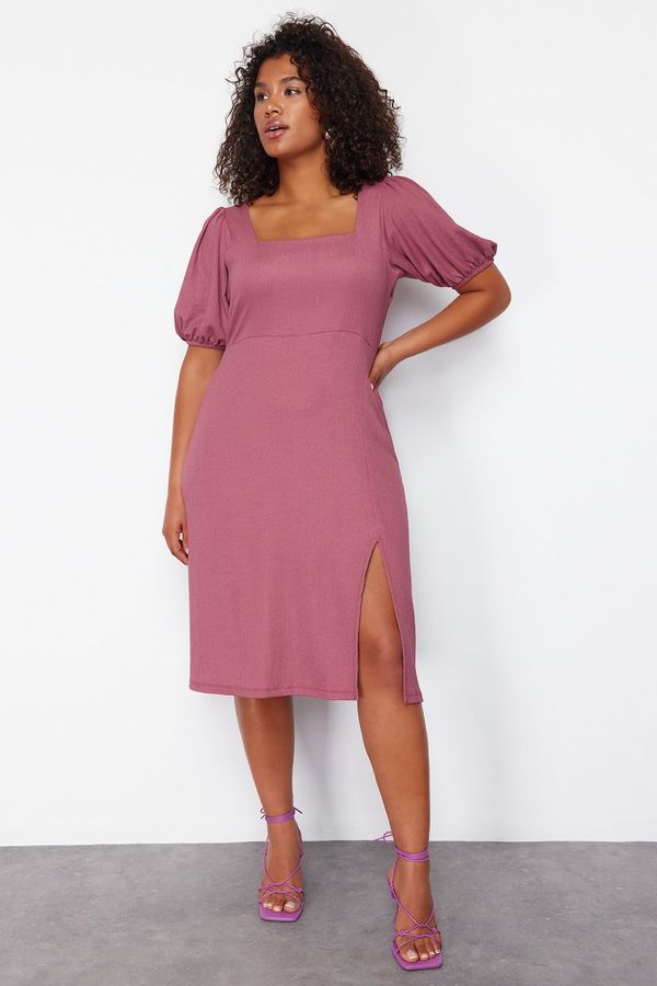 Trendyol Trendyol Curve Plum Slit Knitted Dress