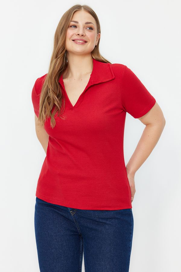 Trendyol Trendyol Curve Red Corded Knitted Blouse