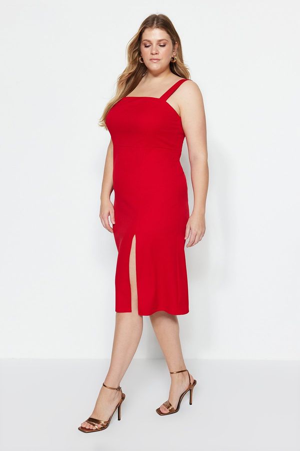 Trendyol Trendyol Curve Red Woven Slit Dress