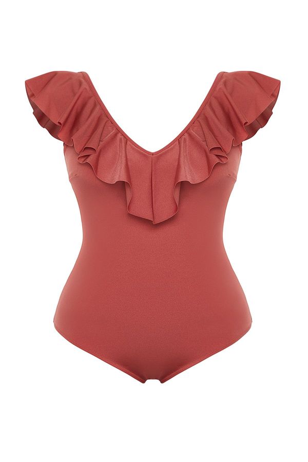 Trendyol Trendyol Curve Tile Ruffle Detailed Swimsuit with Lifting Effect
