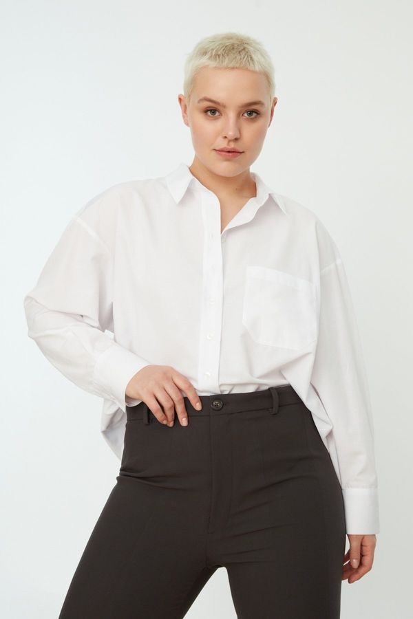 Trendyol Trendyol Curve White Boyfriend Woven Shirt