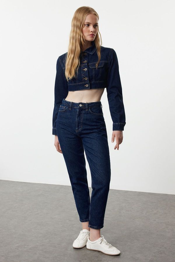 Trendyol Trendyol Dark Blue High Waist Mom Jeans