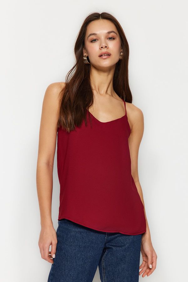 Trendyol Trendyol Dark Red Basic Strappy Woven Blouse