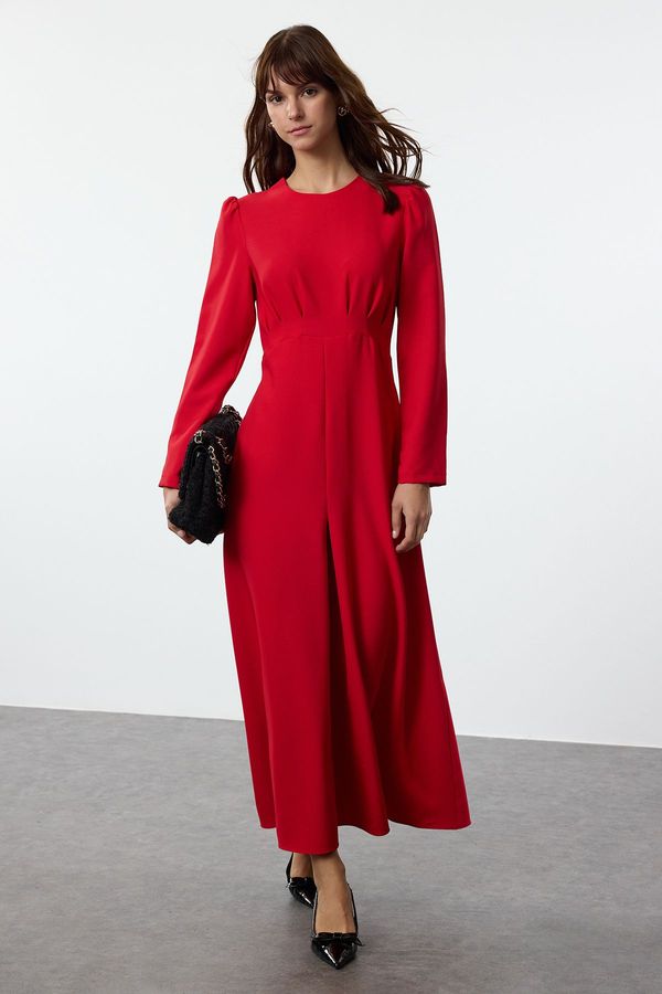 Trendyol Trendyol Dark Red Unlined Plain Woven Finike Dress