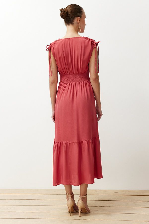 Trendyol Trendyol Dried Rose Skirt Flounce Maxi Woven Dress