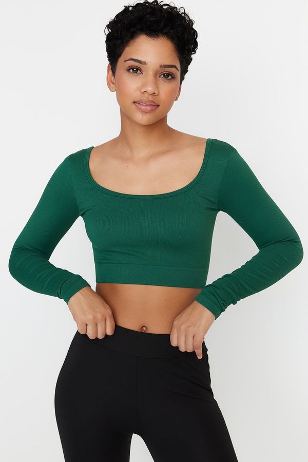 Trendyol Trendyol Duck Head Green Seamless/Seamless Crop Extra Stretchy Knitted Sports Top/Blouse