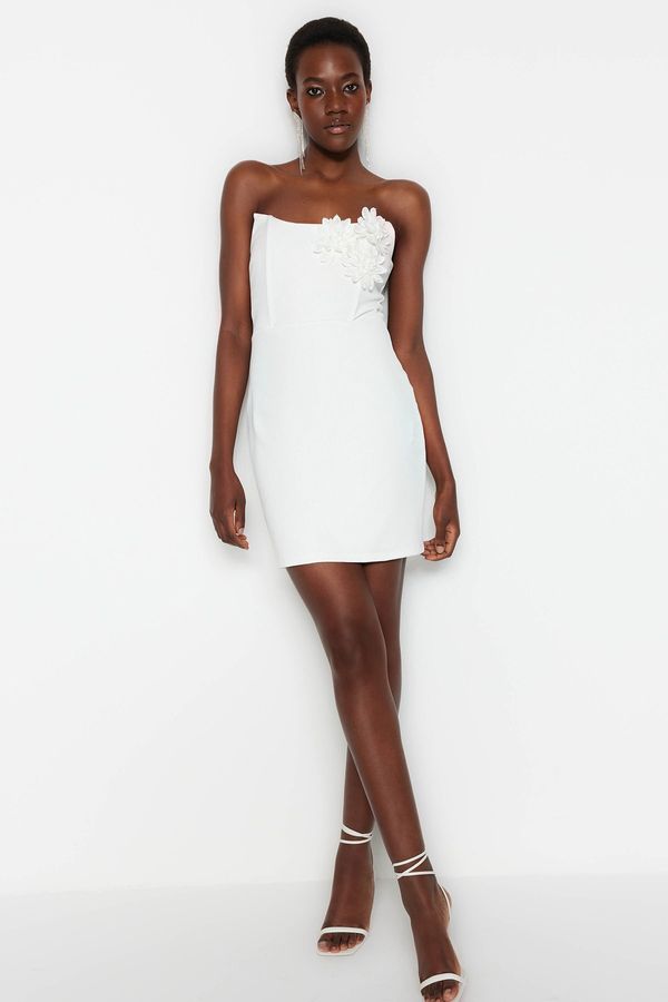 Trendyol Trendyol Ecru Body-Fitting Lined Woven Bridal Evening Dress