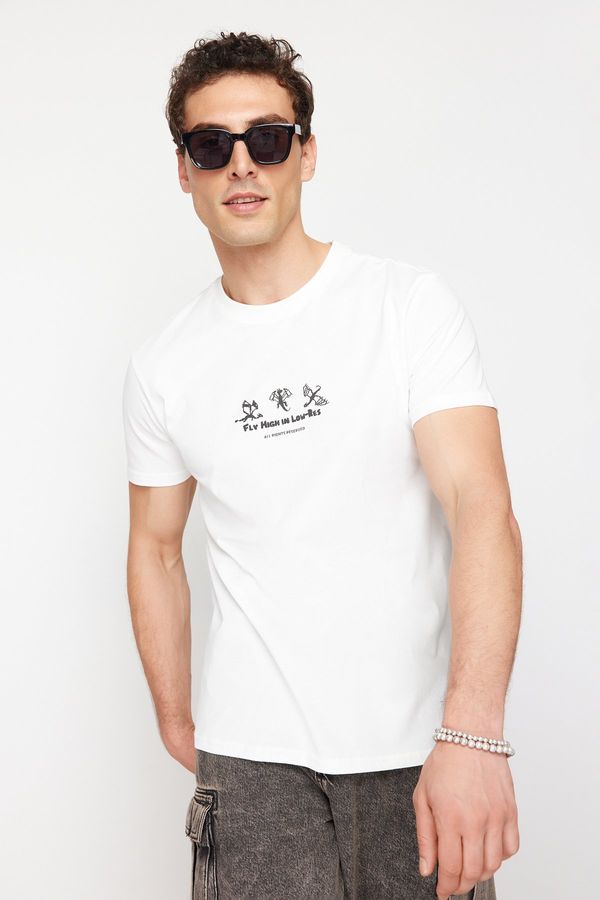 Trendyol Trendyol Ecru Dragon Printed Regular Cut T-Shirt