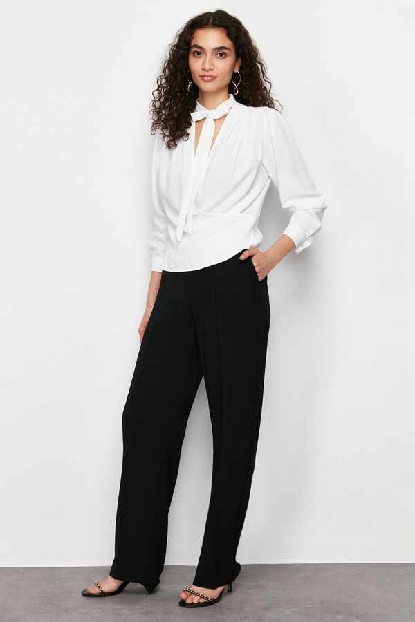 Trendyol Trendyol Ecru Neck Tie Detailed Woven Blouse