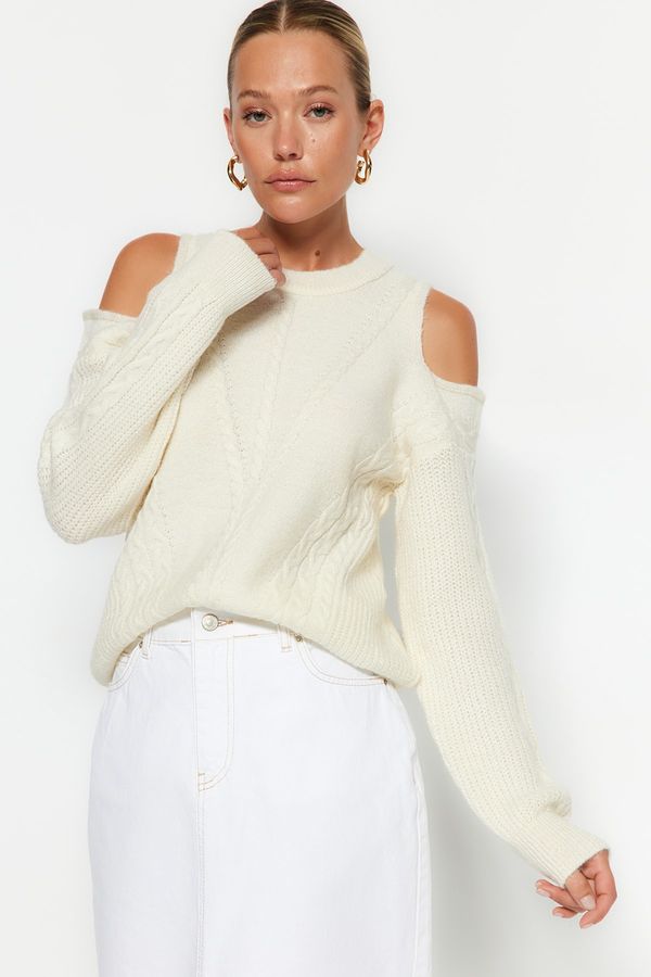 Trendyol Trendyol Ecru Window/Cut Out Soft Textured Knitwear Sweater