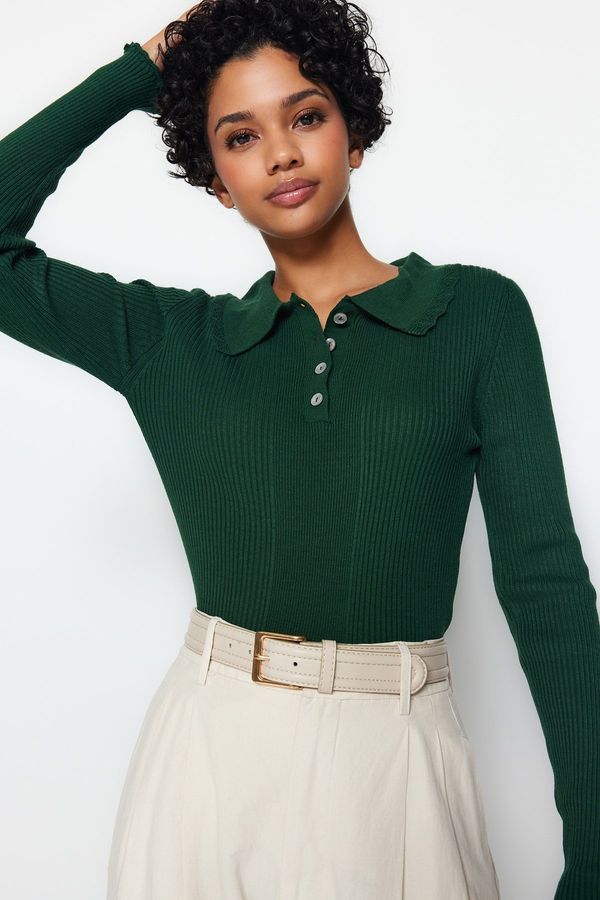 Trendyol Trendyol Emerald Green Polo Neck Knitwear Sweater