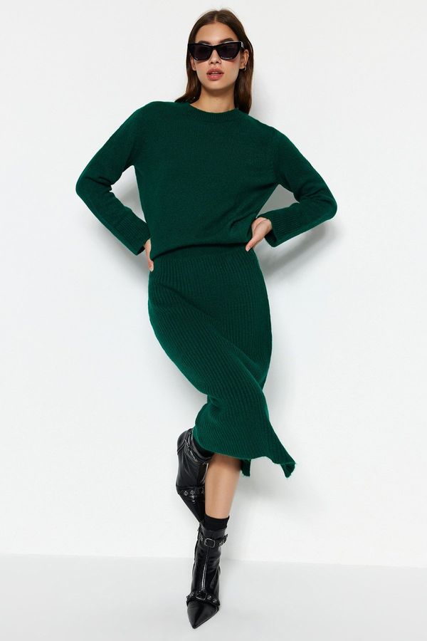 Trendyol Trendyol Emerald Green Soft-textured Skirt, Sweater Top-Top Set