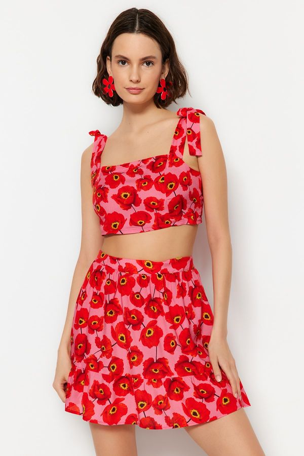 Trendyol Trendyol Floral Pattern Woven Binding Blouse and Skirt Set