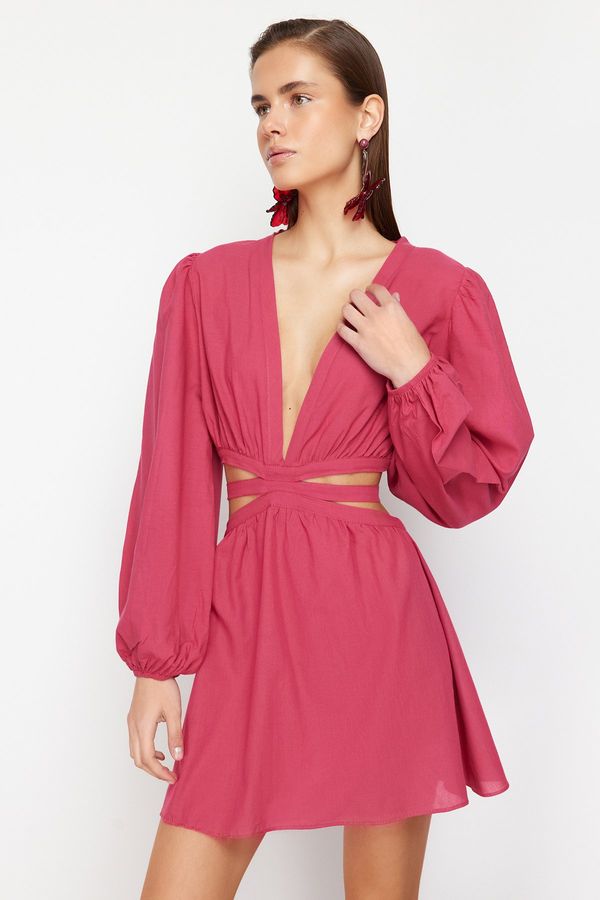 Trendyol Trendyol Fuchsia Mini Woven Cut Out/Window Beach Dress