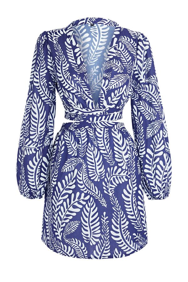 Trendyol Trendyol Geometric Patterned Mini Woven Cut Out/Window Beach Dress