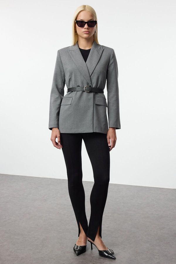 Trendyol Trendyol Gray Belted Woven Blazer Jacket