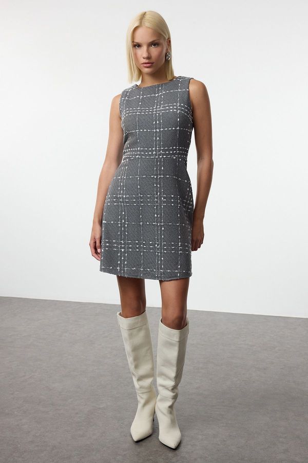 Trendyol Trendyol Gray Plaid / Checkered Mini Woven Dress