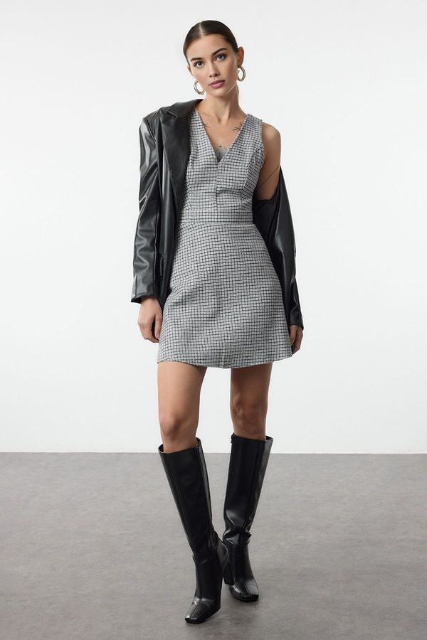 Trendyol Trendyol Gray Plaid / Checkered Mini Woven Dress