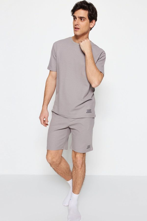 Trendyol Trendyol Gray Regular Fit Knitted Shorts Pajamas Set